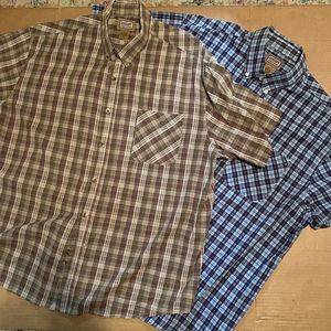 Lot Of 2 3XL ce schmidt workwear shirts Blue And Brown Plaid Big Work Shirts